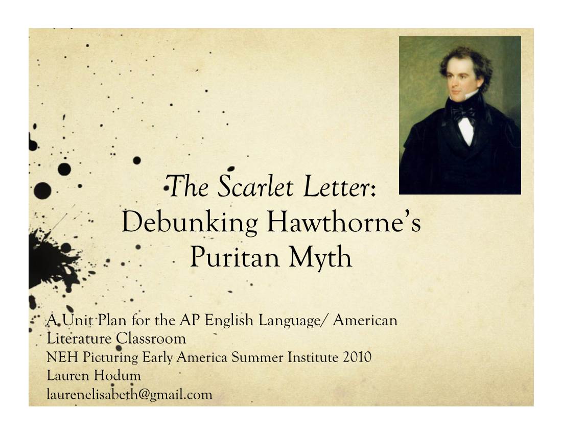 The Scarlet Letter: Debunking Hawthorne’S Puritan Myth