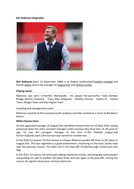 Karl Robinson Biography