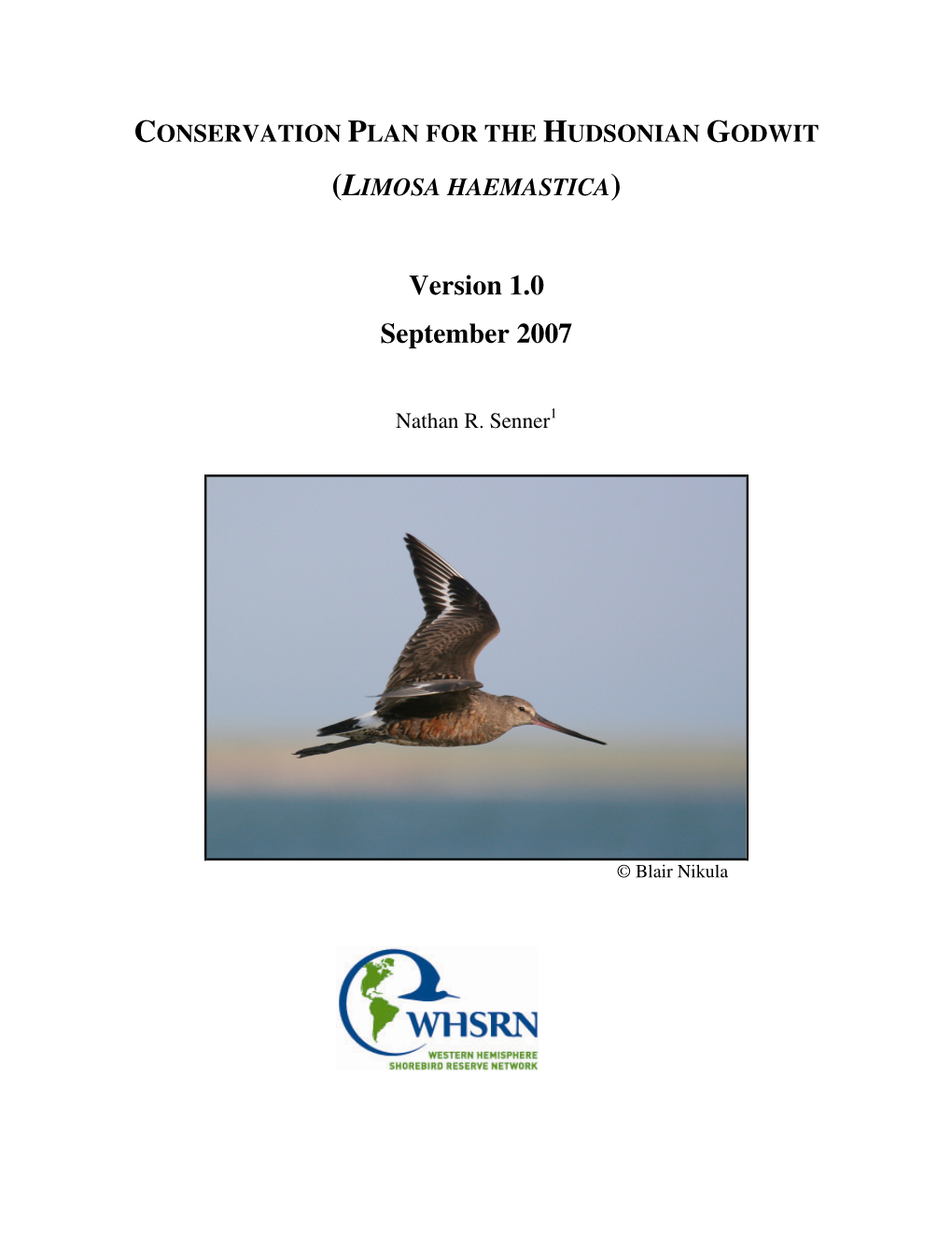 Conservation Plan for the Hudsonian Godwit (Limosa Haemastica)