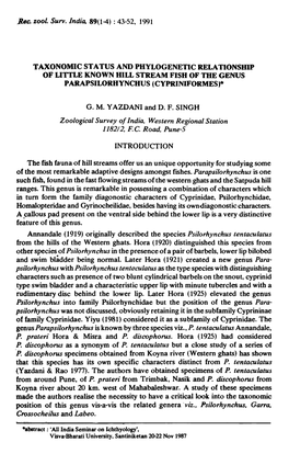 TAXONOMIC STATUS and PHYLOGENETIC RELA Tionsmp