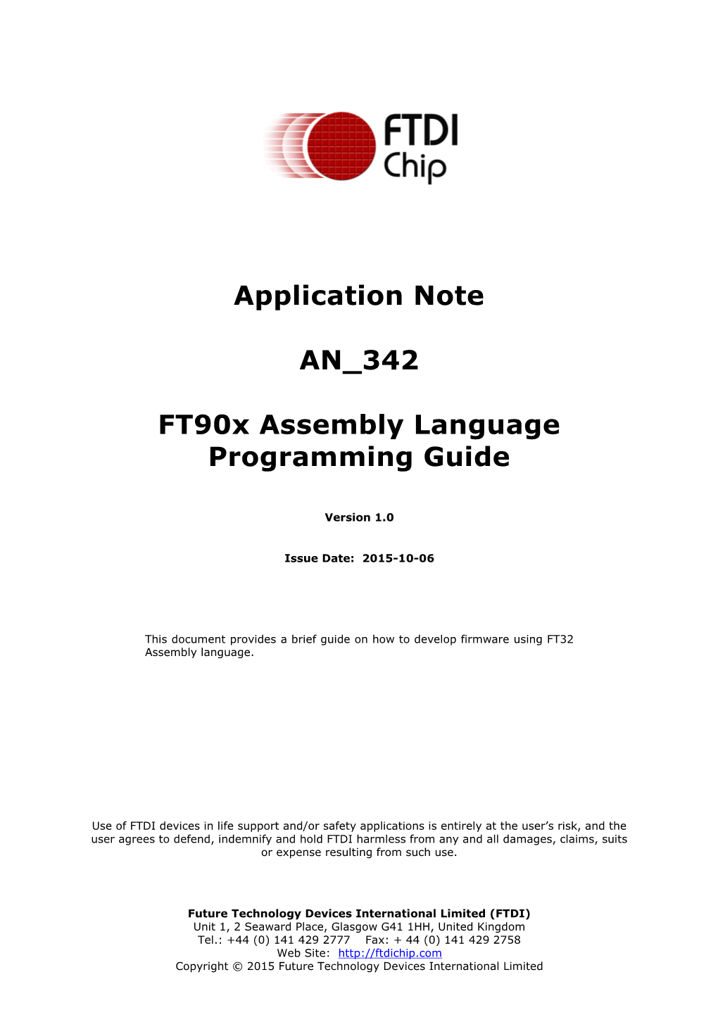 Ft90x Assembly Language Programming Guide