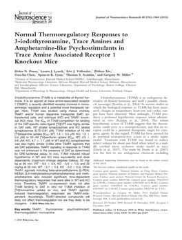 Normal Thermoregulatory Responses to 3-Iodothyronamine, Trace Amines and Amphetamine-Like Psychostimulants in Trace Amine Associated Receptor 1 Knockout Mice