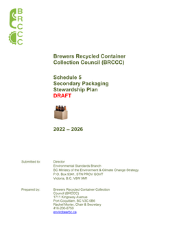 (BRCCC) Schedule 5 Secondary Packaging Stewardship Plan