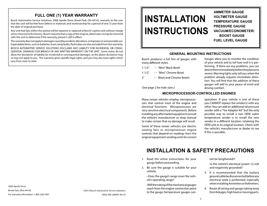 Installation Instructions