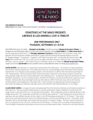 Feinstein's at the Nikko Presents Liberace & Liza Minnelli Live! a Tribute