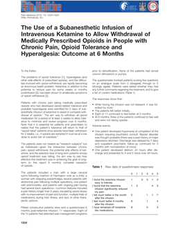 The Use of a Subanesthetic Infusion of Intravenous Ketamine to Allow Withdrawal of Medically Prescribed Opioids in People with Chronic Pain, Opioid Tolerance And
