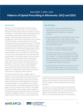 Patterns of Opioid Prescribing in Minnesota: 2012 and 2015