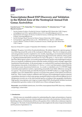 Transcriptome-Based SNP Discovery and Validation in the Hybrid Zone of the Neotropical Annual Fish Genus Austrolebias