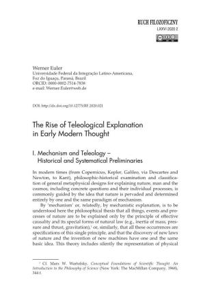 The Rise of Teleological Explanation in Early Modern Thought