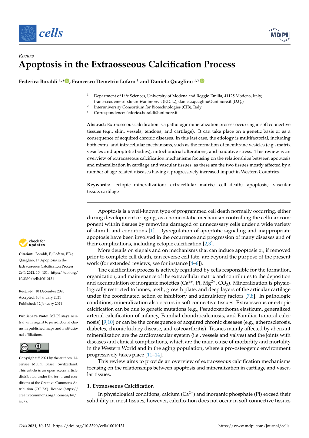 Apoptosis in the Extraosseous Calcification Process