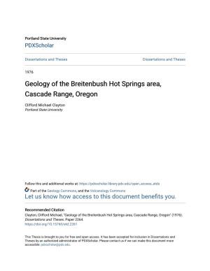 Geology of the Breitenbush Hot Springs Area, Cascade Range, Oregon