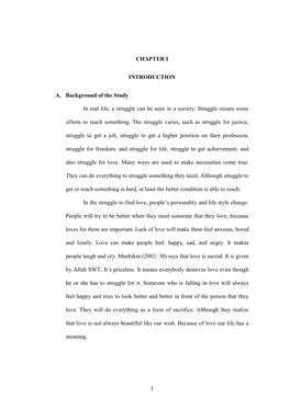 1 CHAPTER I INTRODUCTION A. Background of the Study in Real Life, a Struggle Can Be Seen in a Society. Struggle Means Some Effor