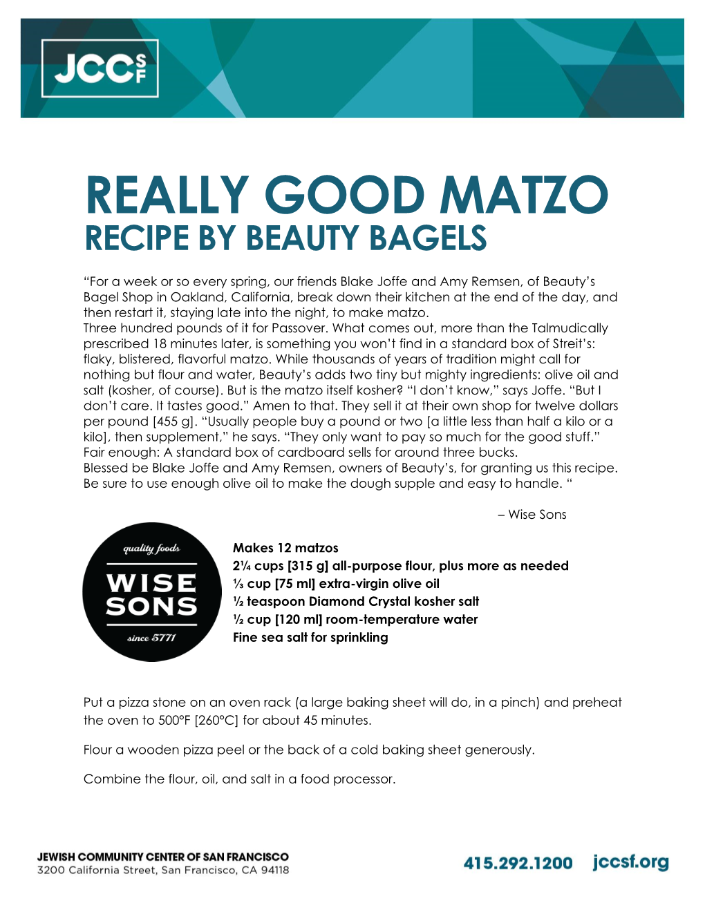 Really Good Matzo Recipe by Beauty Bagels