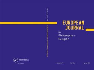 EUROPEAN JOURNAL for PHILOSOPHY of RELI EUROPEAN JOURNAL for Philosophy of Religion G ION