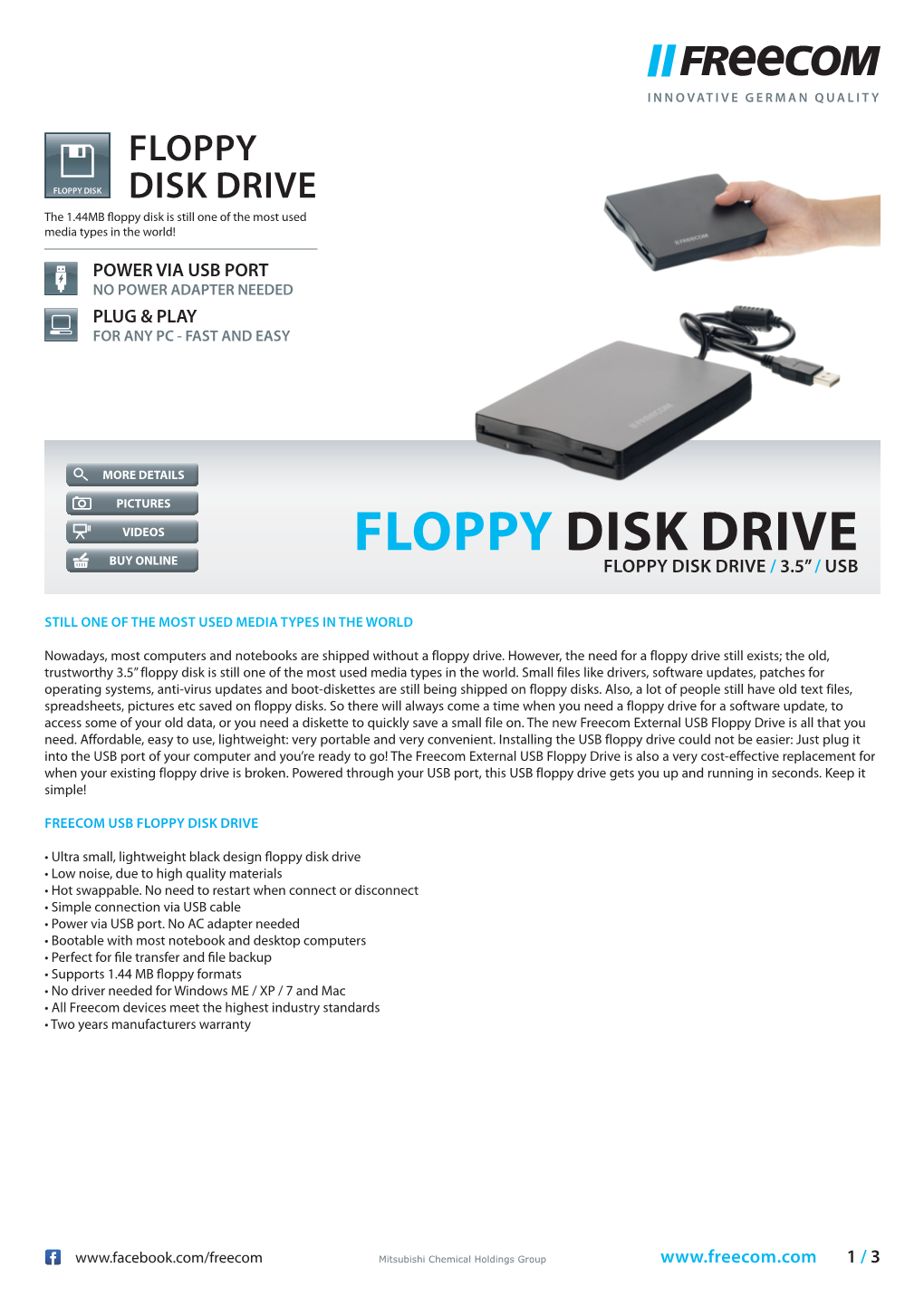 Floppy Disk Drive Buy Online Floppy Disk Drive / 3.5” / Usb