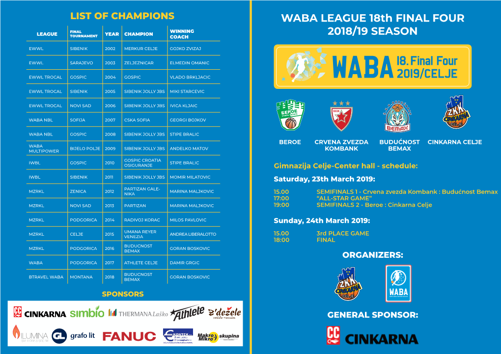 WABA LEAGUE 18Th FINAL FOUR 2018/19 SEASON