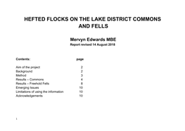 Hefted Flocks on the Lake District Commons and Fells