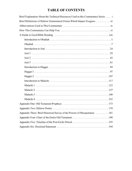 OBADIAH, JOEL, HAGGAI, and MALACHI