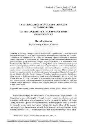 Cultural Aspects of Joseph Conrad's Autobiography. On
