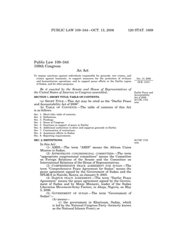 Public Law 109–344 109Th Congress An