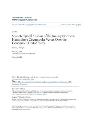 Spatiotemporal Analysis of the January Northern Hemisphere Circumpolar Vortex Over the Contiguous United States Thomas J