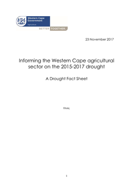 Drought Fact Sheet for the Western Cape Agricultural Sector 2015-2017