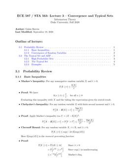 Lecture 3 -- Convergence and Typical Sets