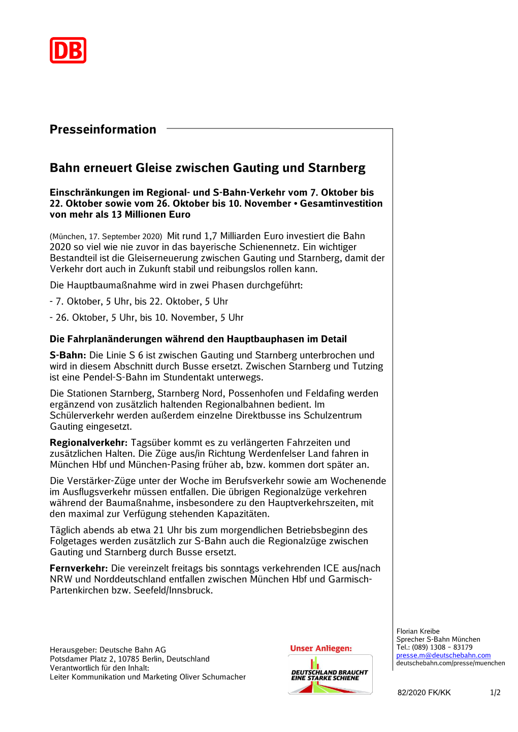 Presseinformation Bahn Erneuert Gleise Zwischen Gauting Und