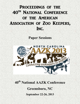 AAZK 2013 Proceedings Paper Sessions