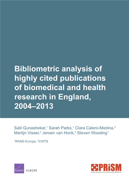 Bibliometric Analysis of Highly Cited Publications of Biomedical and Health Research in England, 2004–2013
