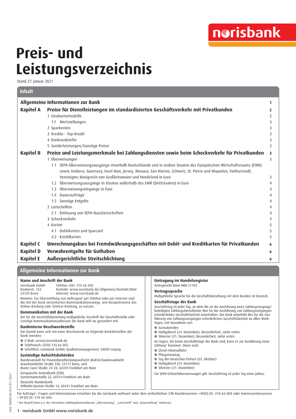 Preis- Und Leistungsverzeichnis Preis- Und