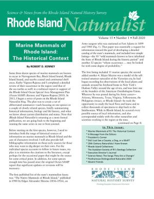 Marine Mammals of Rhode Island: the Historical Context