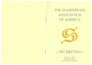 The Shakespeare Association of America I » 1982 Meeting ((