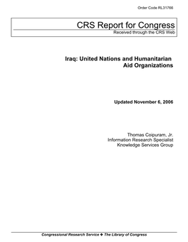 Iraq: United Nations and Humanitarian Aid Organizations