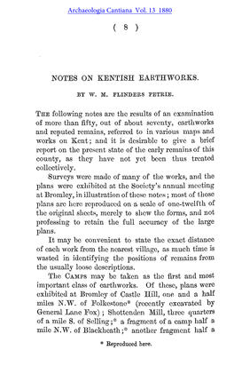 Notes on Kentish Earthworks