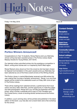 Portico Winners Announced! 01625 444159