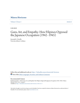 How Filipinos Opposed the Japanese Occupation (1942–1945) Jeremiah L