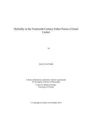 Hybridity in the Fourteenth-Century Esther Poems of Israel Caslari