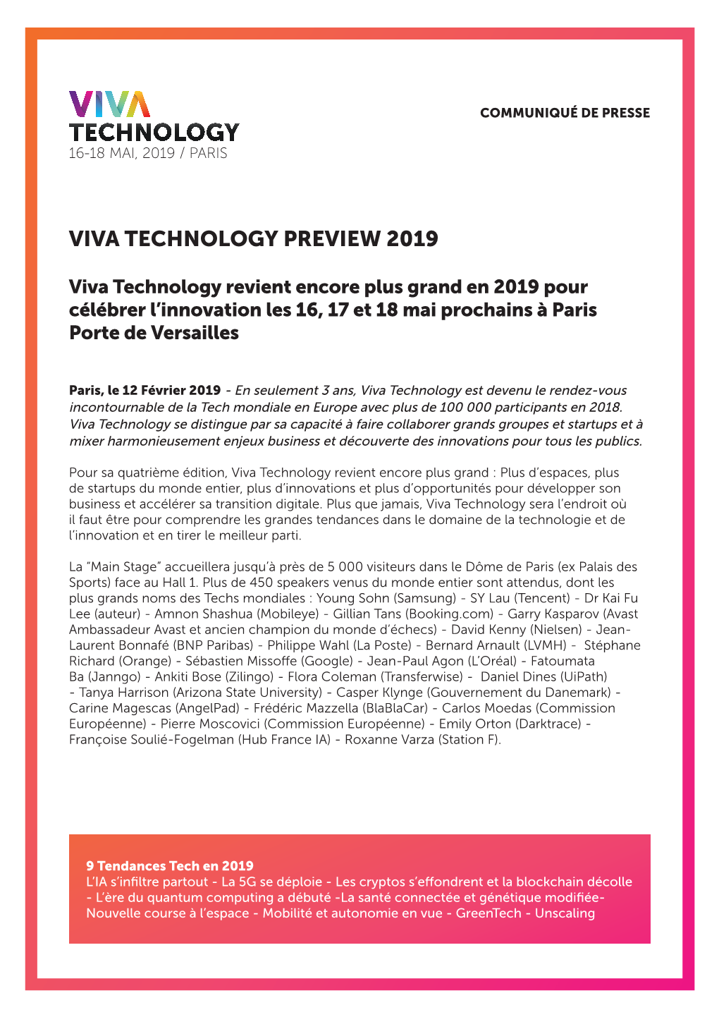 Viva Technology Preview 2019