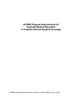 Complex General Surgical Oncology