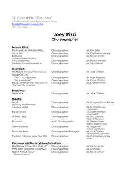 Joey Pizzi Choreographer