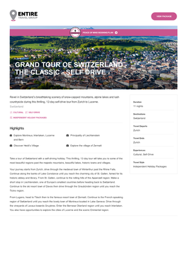 GRAND TOUR of SWITZERLAND - the CLASSIC - SELF DRIVE (11610) 浗st Gallen