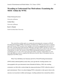Wrestling to Understand Fan Motivations: Examining the MSSC Within the WWE