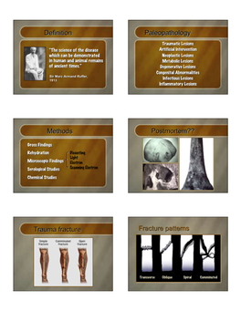 Definition Paleopathology Methods Postmortem?? Trauma Fracture