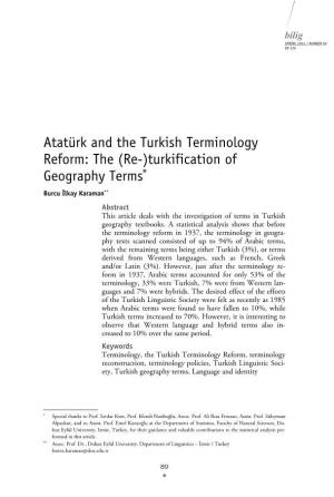 Atatürk and the Turkish Terminology Reform: the (Re-)Turkification Of
