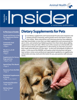 Dietary Supplements for Pets
