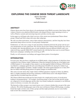 Exploring the Chinese Ddos Landscape