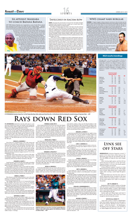 Rays Down Red Sox Pittsburgh 54 48 .529 3 St