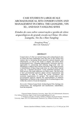 Case Studies in Large-Scale Archaeological Site Conservation and Management in China: the Liangzhu, Yin Xu, and Han Yangling Sites