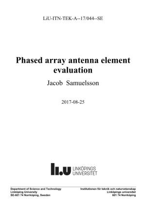 Phased Array Antenna Element Evaluation Jacob Samuelsson
